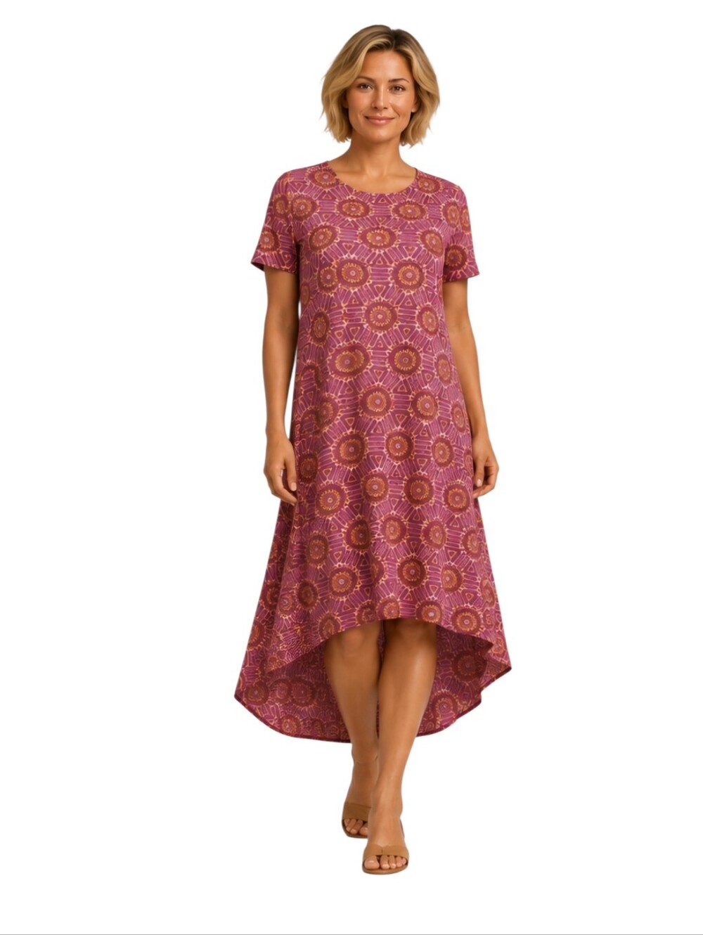 LulaRoe "Carly" Purple Kaleidoscope Print High-Low Dress Small
